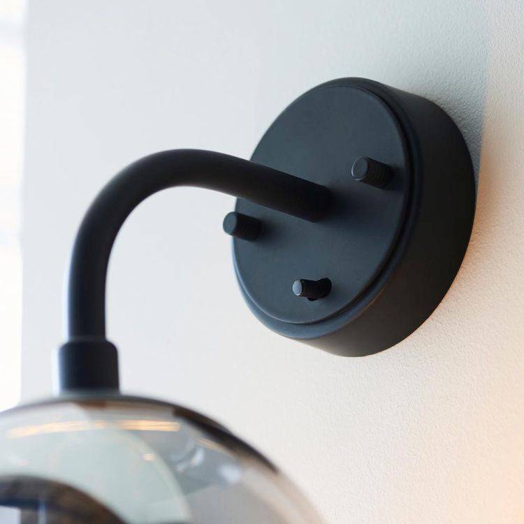 Yonne Wall Light Matt Black w/ Grey Tinted Glass - Comet Lighting