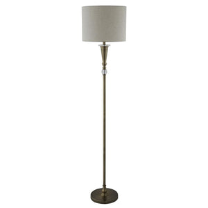 Oscar Floor Lamp - Antique Brass Metal & Linen - Comet Lighting