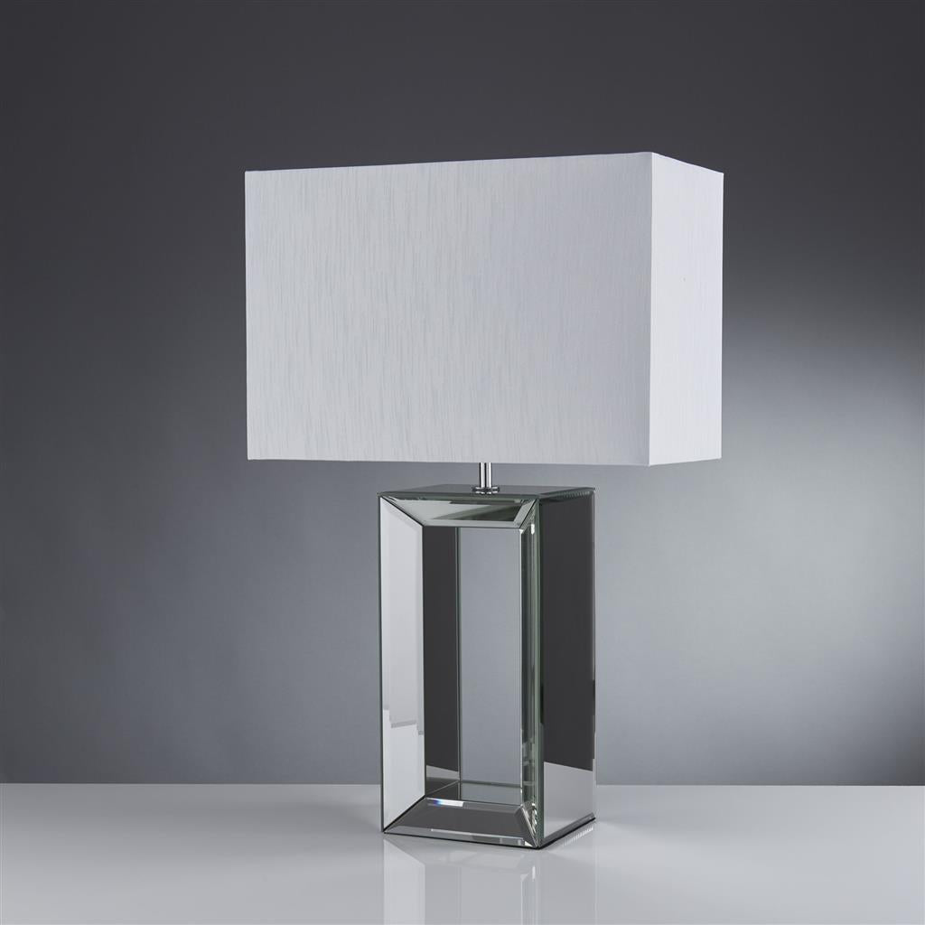 Searchlight Mirror Reflection Table Lamp White Silk Shade - Comet Lighting