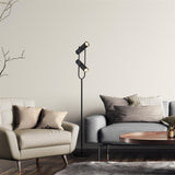 Telescope 2Lt Floor Lamp - Matt Black Metal - Comet Lighting