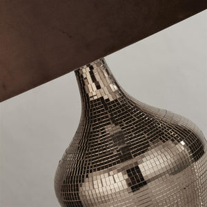 Tableau Smoked Mosaic Table Lamp w/ Brown Suede Shade - Comet Lighting