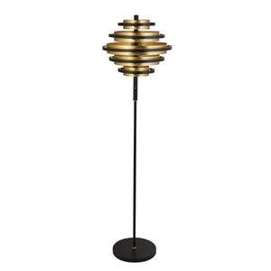 Filleigh 5Lt LED Floor Lamp Black/Gold Leaf - Comet Lighting