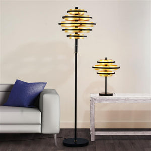 Filleigh 5Lt LED Floor Lamp Black/Gold Leaf - Comet Lighting