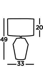 Tableau Table Lamp Smoked Glass w/ Grey Drum Shade - Comet Lighting