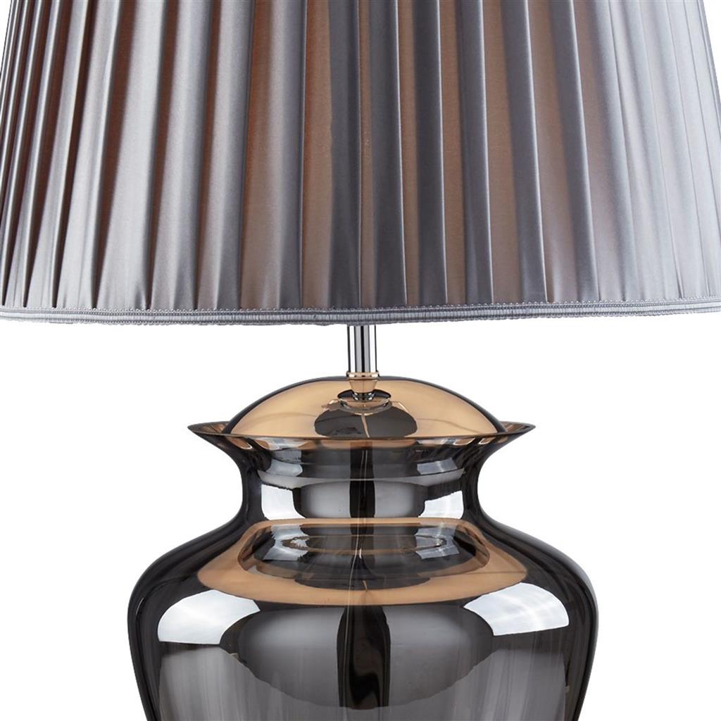 Elina Table Lamp - Chrome, Smoked Glass & Pewter Shade - Comet Lighting