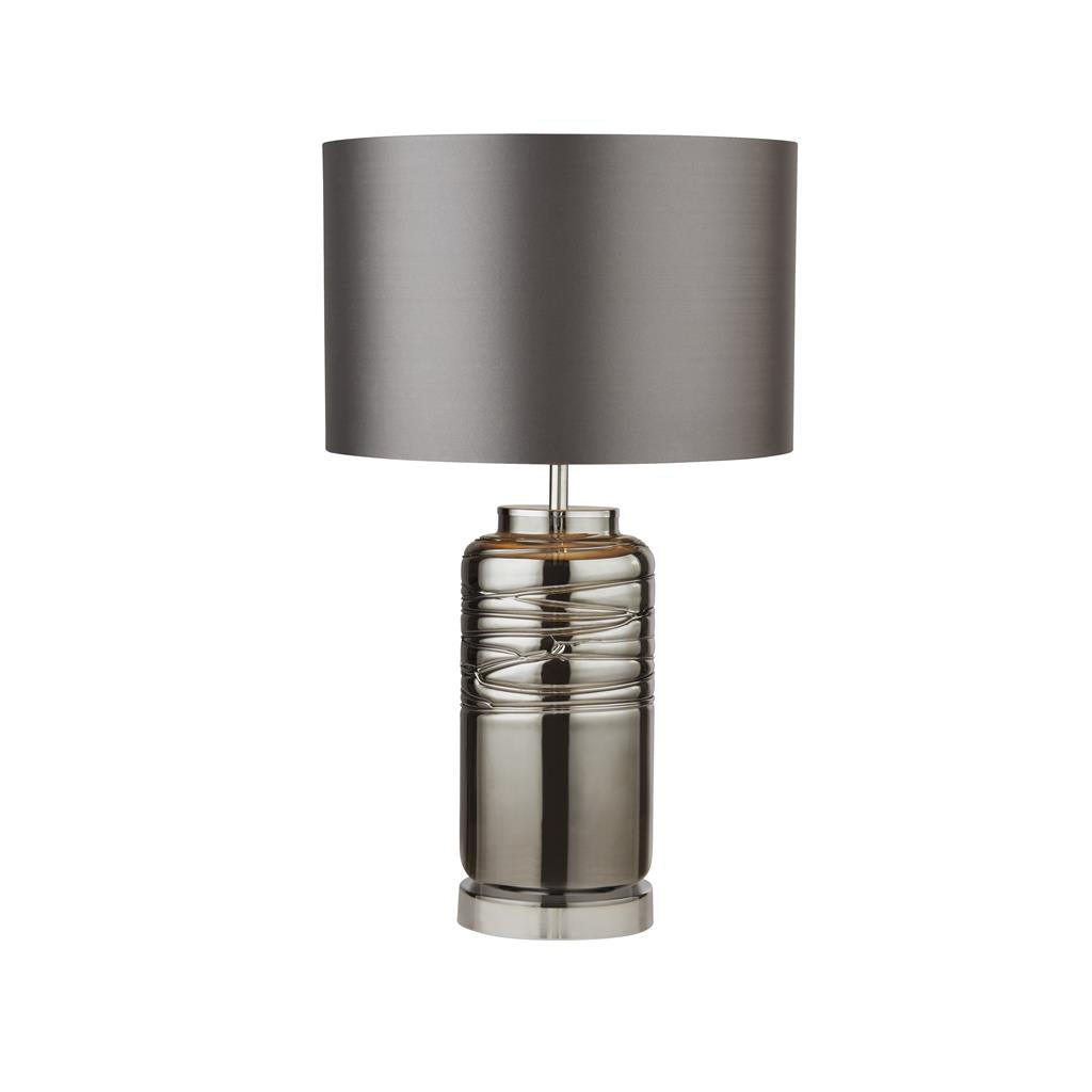 Tableau Table Lamp Smoked Glass w/ Grey Shade - Comet Lighting