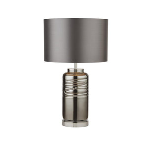 Tableau Table Lamp Smoked Glass w/ Grey Shade - Comet Lighting