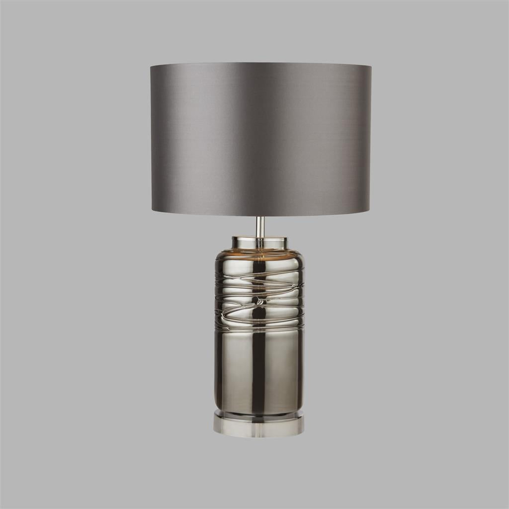 Tableau Table Lamp Smoked Glass w/ Grey Shade - Comet Lighting