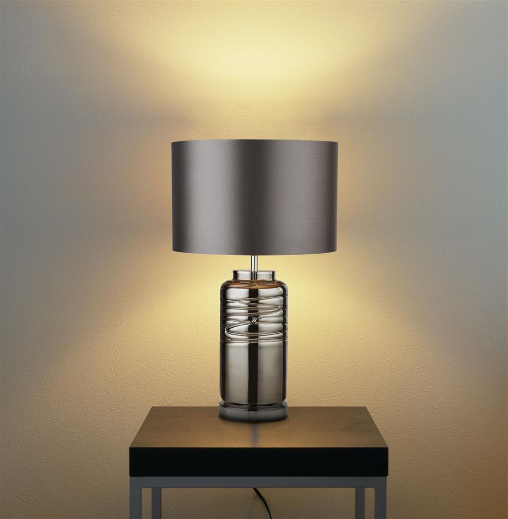 Tableau Table Lamp Smoked Glass w/ Grey Shade - Comet Lighting