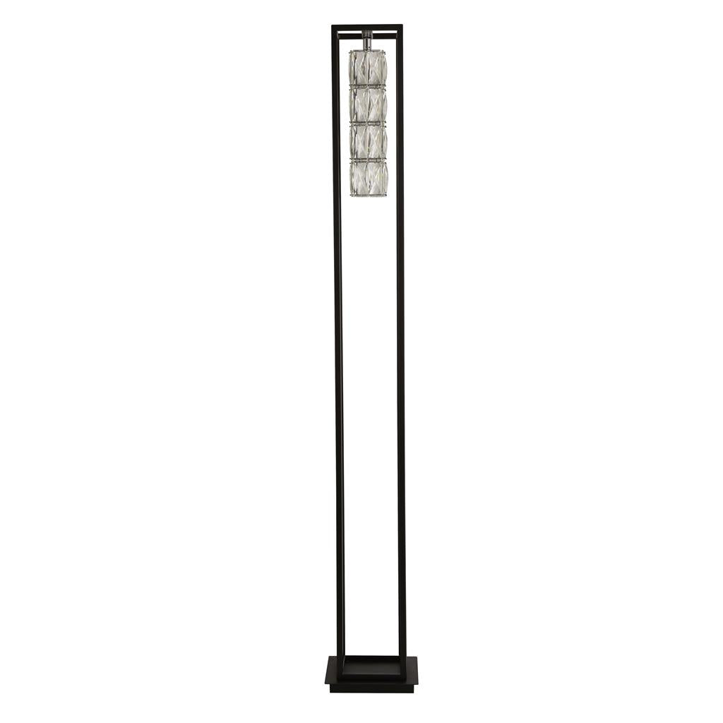 Elevator Floor Lamp - Matt Black Frame & Crystal Centre - Comet Lighting