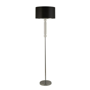 Plaford Floor Lamp Chrome/Glass w/ Black Shade Silver Inner - Comet Lighting