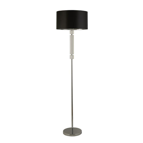 Plaford Floor Lamp Chrome/Glass w/ Black Shade Silver Inner