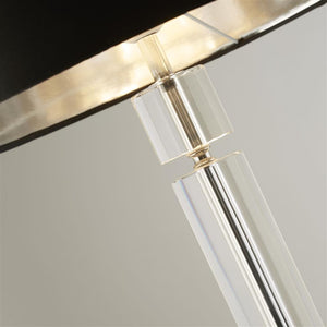 Plaford Floor Lamp Chrome/Glass w/ Black Shade Silver Inner - Comet Lighting