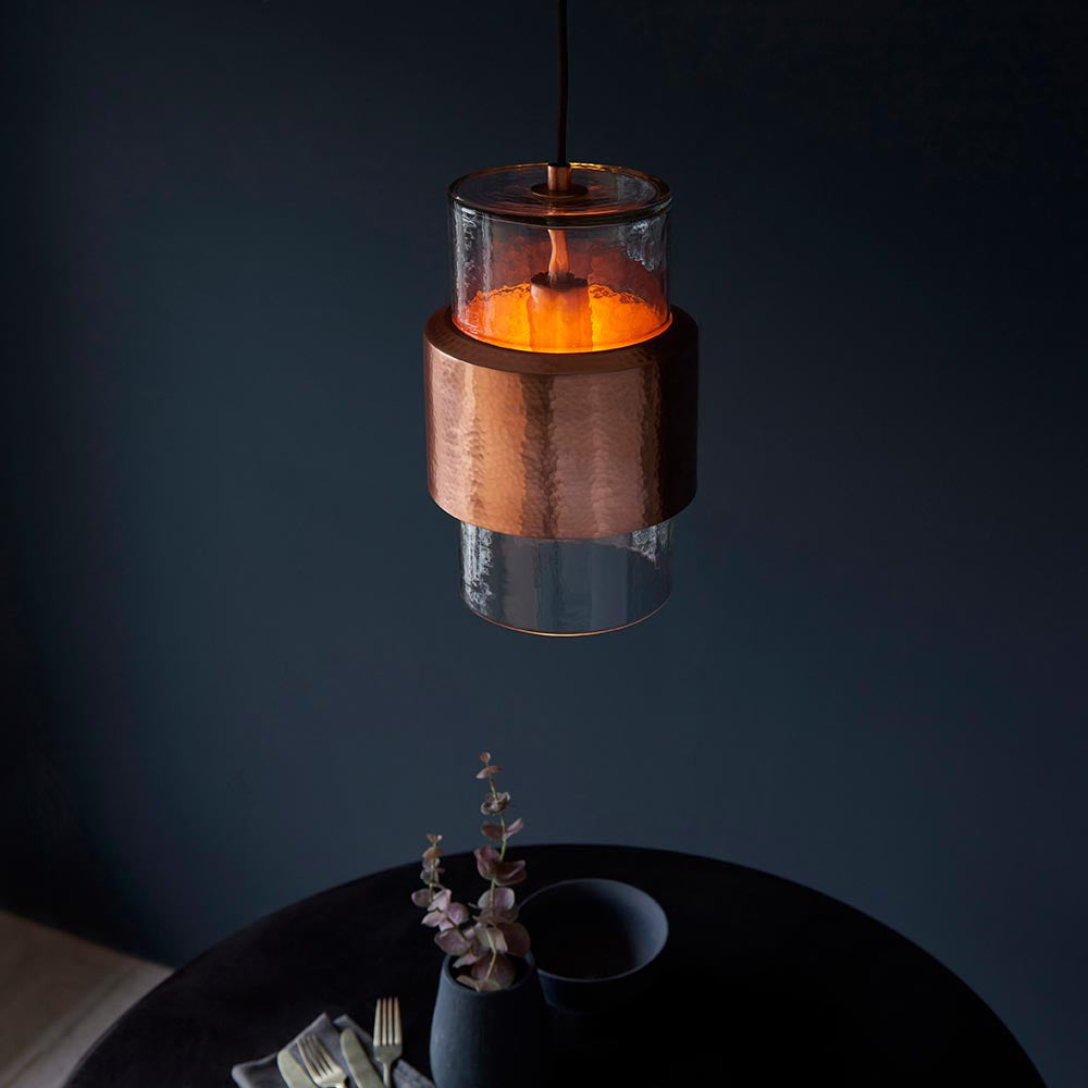 Spree Pendant Ceiling Light Copper Hammered