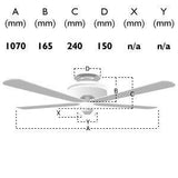 Mayfair 42inch Ceiling Fan without Light Stainless Steel - Comet Lighting