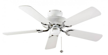 Mayfair 42inch Ceiling Fan without Light White & Stainless Steel - Comet Lighting