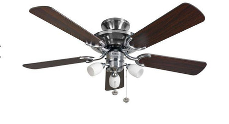 Mayfair Combi 42inch Ceiling Fan with Light Stainless Steel & Dark Blades - Comet Lighting