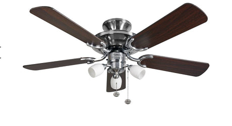 Mayfair Combi 42inch Ceiling Fan with Light Stainless Steel & Dark Blades - Comet Lighting