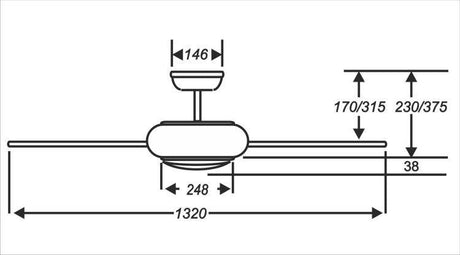 Neptune 44inch Ceiling Fan with Light Brushed Nickel - Comet Lighting