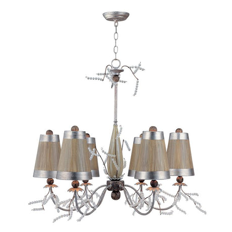 Kristal Luxe 6Lt Chandelier - Silver and Putty Patina