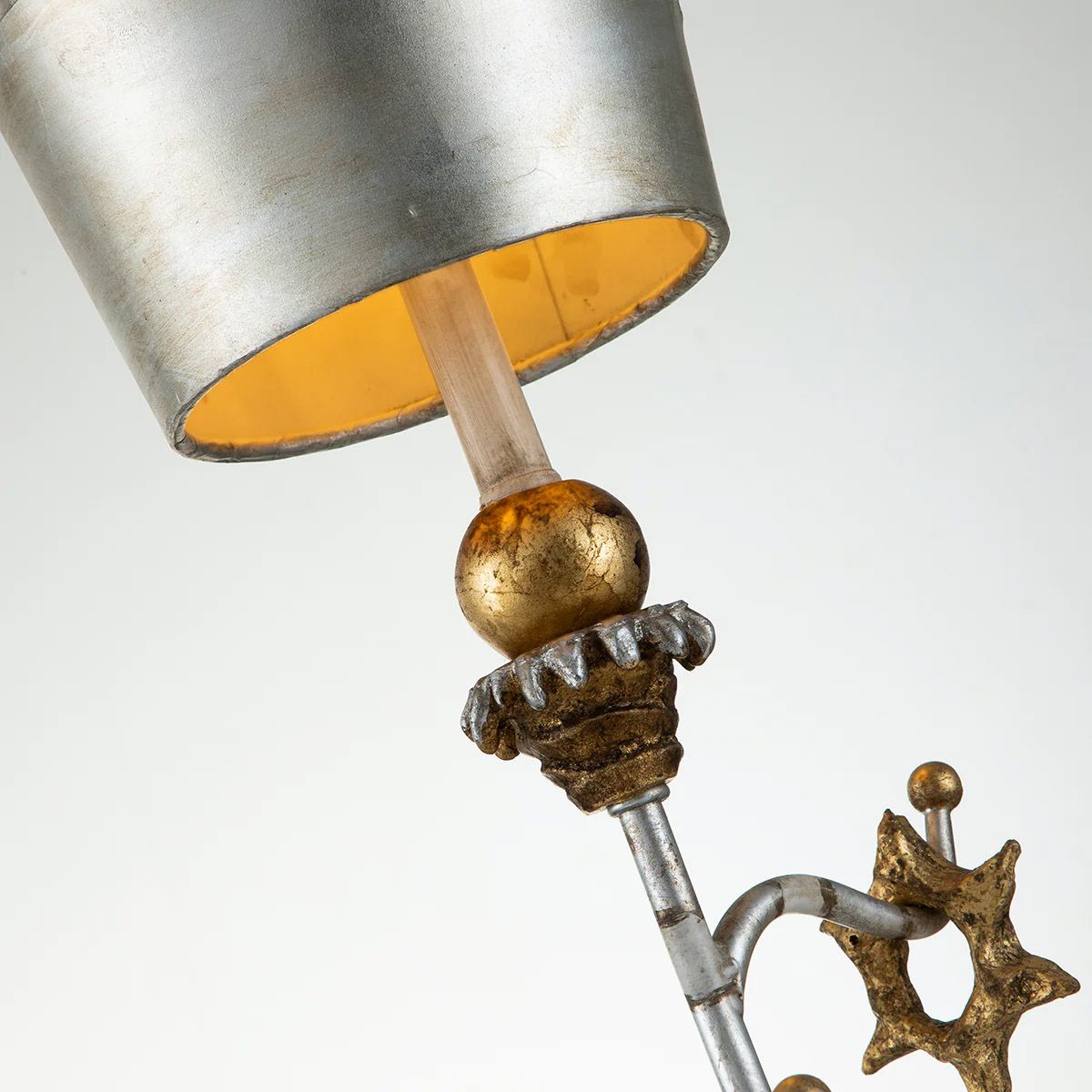Tivoli 1 Light Table Lamp - Silver & Cream Patina - Comet Lighting