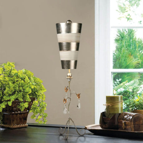 Tivoli 1 Light Table Lamp - Silver & Cream Patina - Comet Lighting