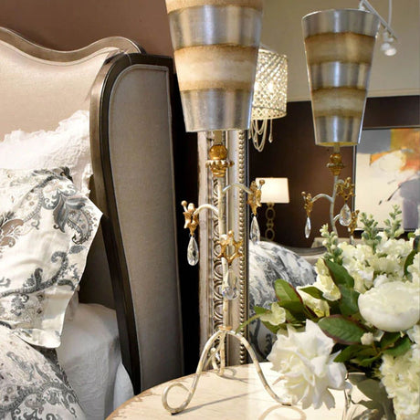 Tivoli 1 Light Table Lamp - Silver & Cream Patina - Comet Lighting