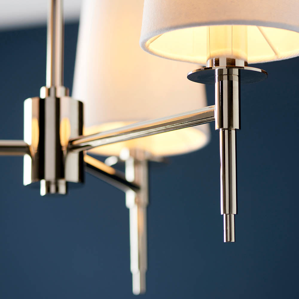 Derwent 3Lt Pendant Ceiling Light Bright Nickel w/ Tapered Shades