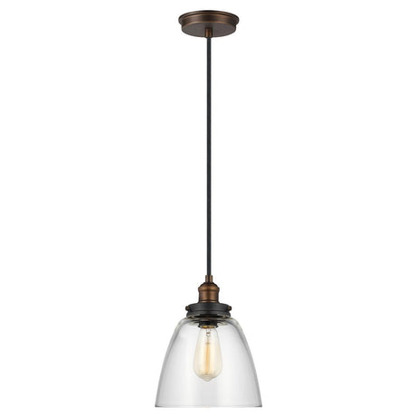 Baskin 1 Light Pendant - Aged Brass/Dark Weathered Zinc - Comet Lighting