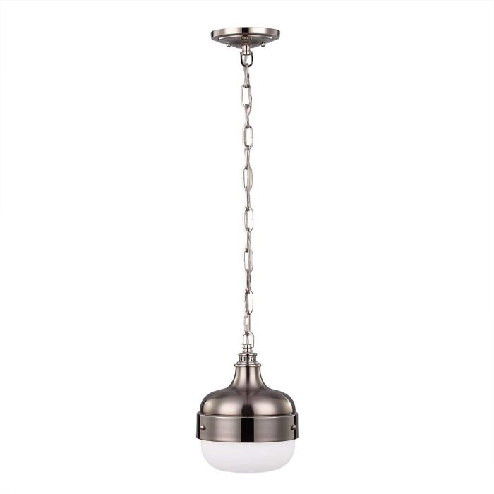 Cadence 1 Light Mini Pendant - Polished Nickel/Brushed Steel - Comet Lighting