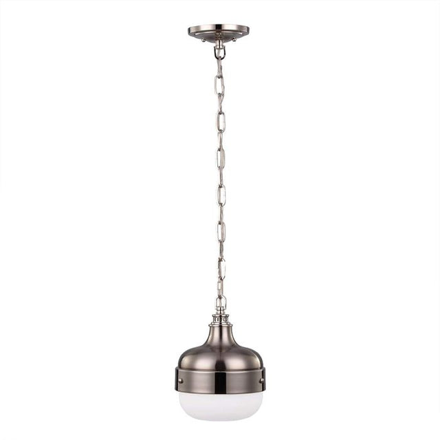 Cadence 1 Light Mini Pendant - Polished Nickel/Brushed Steel - Comet Lighting