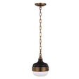 Cadence 1 Light Mini Pendant - Dark Antique Brass/Matte Black - Comet Lighting