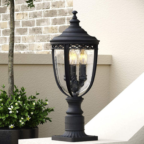 English Bridle 3 Light Medium Pedestal - Black - Comet Lighting