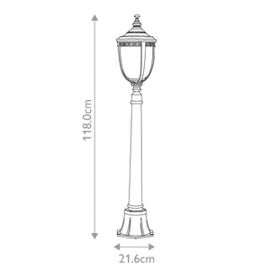 English Bridle 3 Light Medium Pillar - Lantern Black - Comet Lighting