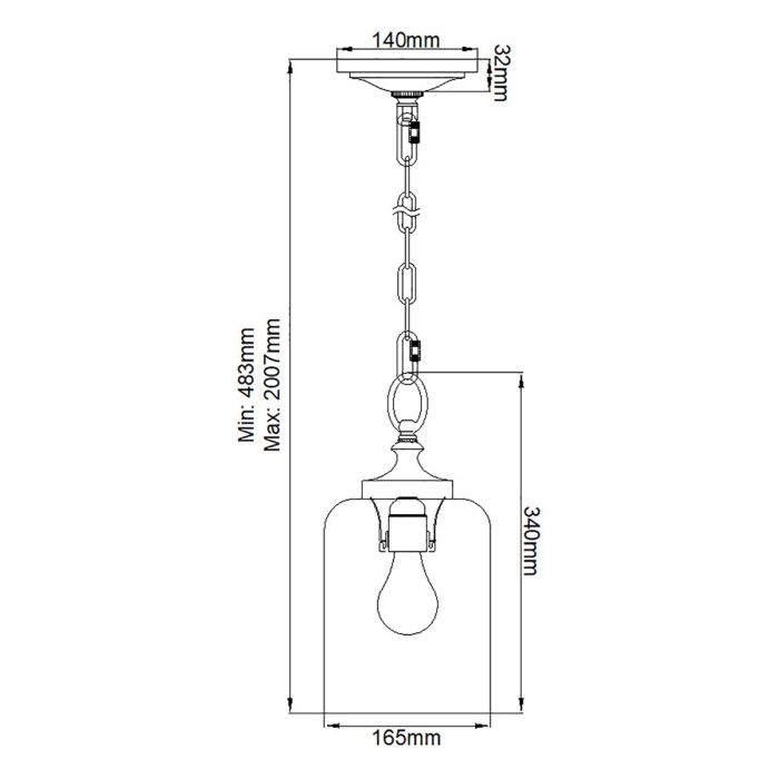 Hounslow 1 Light Mini Pendant Brushed Steel - Comet Lighting