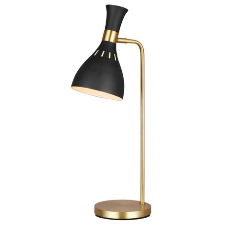 Joan 1 Light Table Lamp - Midnight Black & Burnished Brass