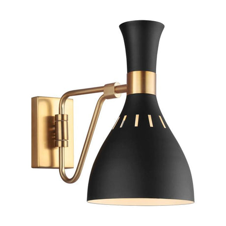 Joan 1 Light Wall Light - Midnight Black & Burnished Brass - Comet Lighting