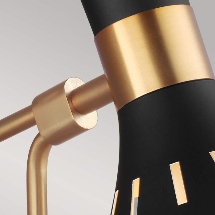 Joan 1 Light Wall Light - Midnight Black & Burnished Brass - Comet Lighting