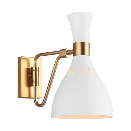 Joan 1 Light Wall Light - Matte White & Burnished Brass - Comet Lighting