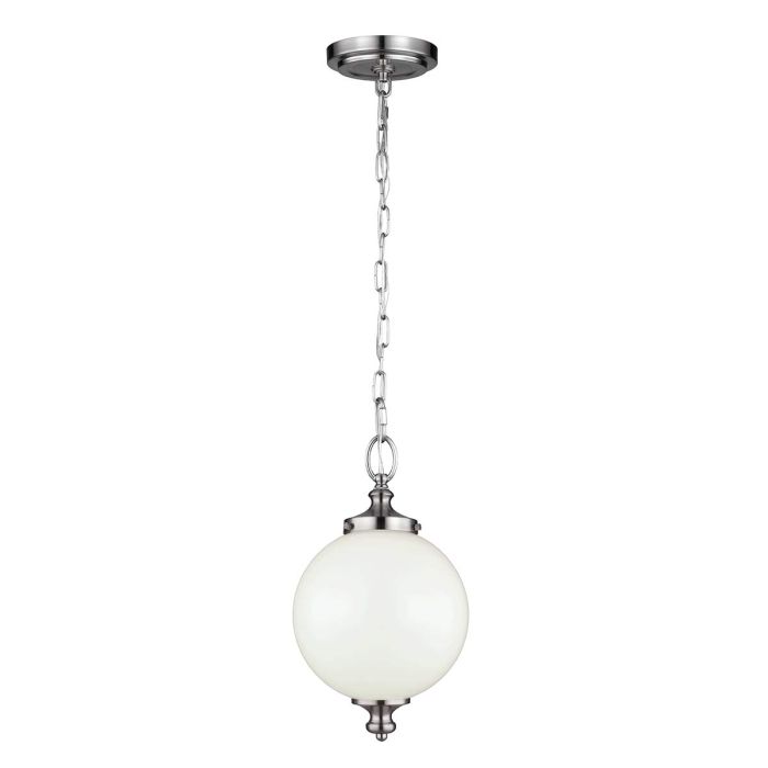 Parkman 1 Light Small Pendant - Brushed Steel - Comet Lighting