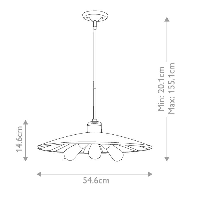 Urban Renewal 3 Light Large Pendant - Comet Lighting