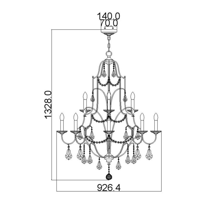 Valentina 12 Light Mu Lighti-Tier Chandelier - Comet Lighting