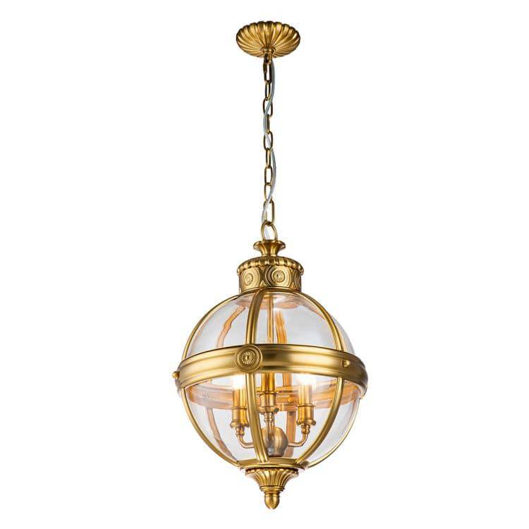 Adams 3 Light Pendant Chandelier - Brushed Brass Burnished Brass - Comet Lighting