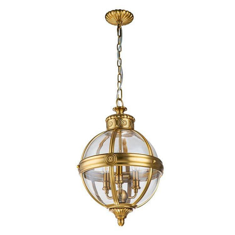 Adams 3 Light Pendant Chandelier - Brushed Brass Burnished Brass - Comet Lighting