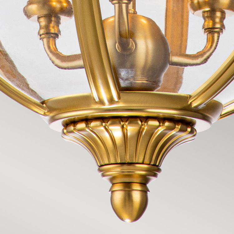 Adams 3 Light Pendant Chandelier - Brushed Brass Burnished Brass - Comet Lighting