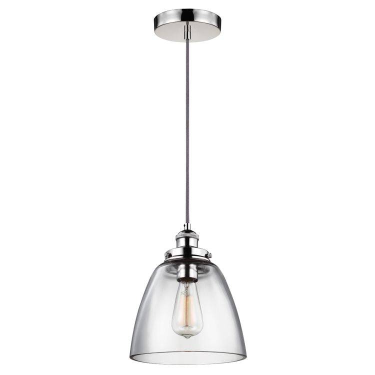 Baskin 1-Light Pendant Ceiling Light B- Polished Nickel - Comet Lighting