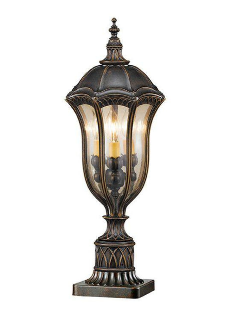 Baton Rouge Outdoor Pedestal Lantern Walnut - Comet Lighting