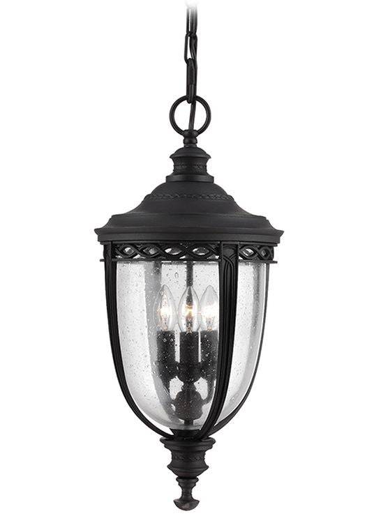 English Bridle Outdoor 3-LIght Large Chain Lantern Black - Comet Lighting