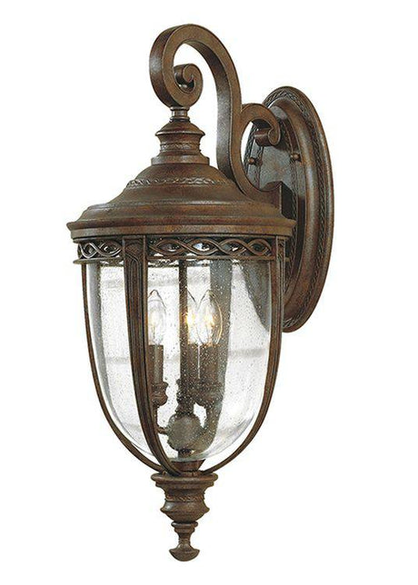 English Bridle Outdoor 3-LIght Large Wall Lantern British Bronze - Comet Lighting