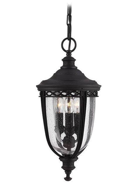 English Bridle Outdoor 3-LIght Medium Chain Lantern Black - Comet Lighting